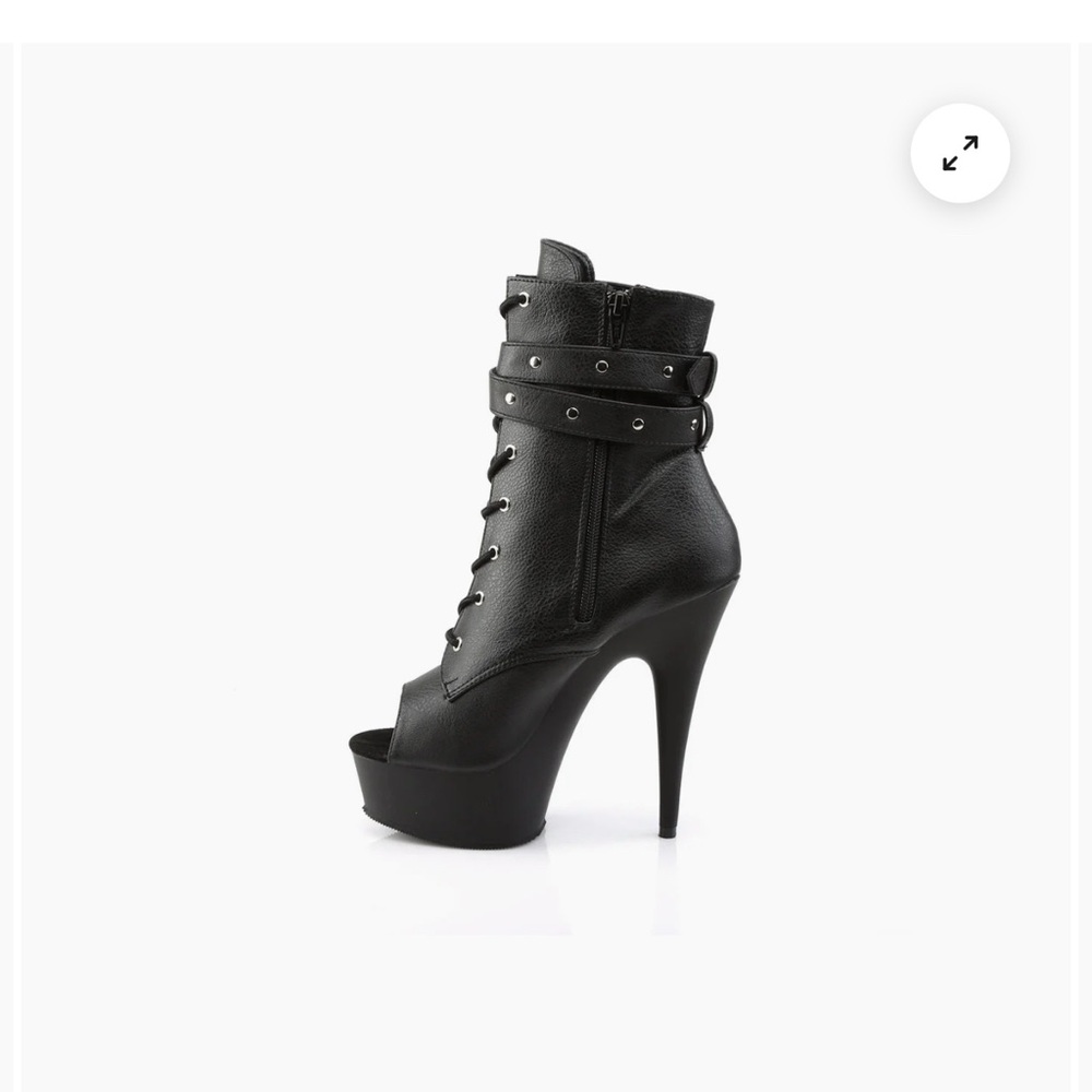 EUC Pleaser Black Stiletto Heeled Boots with Studded Details